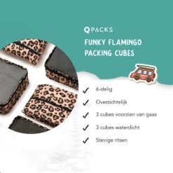 Qpacks - Loco Leopard Packing Cubes Set 6-delig - Waterdicht - Patroon - Tijgerprint - Toilettas - Koffer Organiser - Backpack -Voyago Winkel 1200x1200 3577