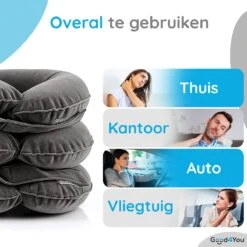 Good4You Memory Foam Reiskussen - Traagschuim Nek Kussen - Comfort Reiskussentje - Travel Pillow - Neksteun Voor Reis, Vliegtuig Of Auto - U-Vorm – Grijs -Voyago Winkel 1200x1200 3588