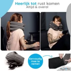 Good4You Memory Foam Reiskussen - Traagschuim Nek Kussen - Comfort Reiskussentje - Travel Pillow - Neksteun Voor Reis, Vliegtuig Of Auto - U-Vorm – Grijs -Voyago Winkel 1200x1200 3591