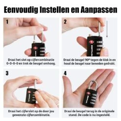 TRVLMORE Kofferslot - TSA Reisslot - 4 Cijferig Hangslot - 3 Stuks - Zwart -Voyago Winkel 1200x1200 3609