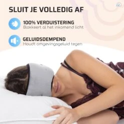 SleepiezZ® Slaapmasker PRO - Bluetooth Speakers - Oogmasker Slaap - 100% Verduisterend - Grijs -Voyago Winkel 1200x1200 3618
