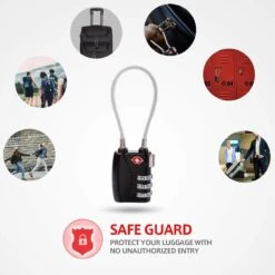 Merkloos TSA Kofferslot 3 Cijferig - Reisslot – Reis Cijferslot – Cijferhangslot - Hangslot - Hangslotje - Bagageslotjes – Slot Voor Bagage – USA Slotjes-Kluisslotje - Zwart - -Voyago Winkel 1200x1200 3651