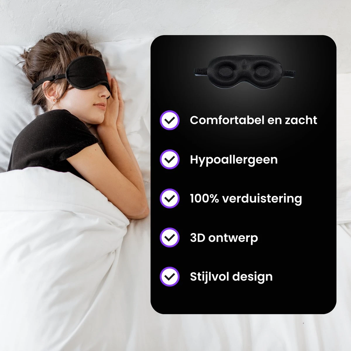 Slaapmasker Wimperextensions - 100 % Verduisterend - Slaapmasker Vrouwen Voor Zijslapers - 100% Zijde - Oogmasker Wallen 5 Slaapmasker Wimperextensions - 100 % Verduisterend - Slaapmasker Vrouwen Voor Zijslapers - 100% Zijde - Oogmasker Wallen - Afbeelding 3