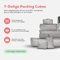 Dream Travel Packing Cubes Set 7 Stuks - Grijs - Koffer Organizer Set - Packing Cubes Backpack 13 Dream Travel Packing Cubes Set 7 Stuks - Grijs - Koffer Organizer Set - Packing Cubes Backpack -Voyago Winkel 1200x1200 3709