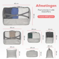Dream Travel Packing Cubes Set 7 Stuks - Grijs - Koffer Organizer Set - Packing Cubes Backpack 16 Dream Travel Packing Cubes Set 7 Stuks - Grijs - Koffer Organizer Set - Packing Cubes Backpack -Voyago Winkel 1200x1200 3712