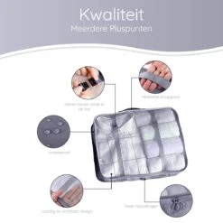 Naro Packing Cubes - 8 Delig - Koffer Organizer - Backpack Organizer - Baggage Organizers - Cubes Compression - Compression Cube - Reistassen - Grijs -Voyago Winkel 1200x1200 3729