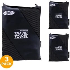 TravelGuru Microvezel Reishanddoek Set Van 3 - 1x Large (85 * 150cm), 2x Small (40 * 80 Cm) - Sneldrogende, Lichtgewicht Handdoek Ideaal Voor Sporten, Reizen, Outdoor & Strand - Microfiber Travel Towel - Zwart -Voyago Winkel 1200x1200 3731