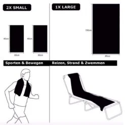 TravelGuru Microvezel Reishanddoek Set Van 3 - 1x Large (85 * 150cm), 2x Small (40 * 80 Cm) - Sneldrogende, Lichtgewicht Handdoek Ideaal Voor Sporten, Reizen, Outdoor & Strand - Microfiber Travel Towel - Zwart -Voyago Winkel 1200x1200 3733