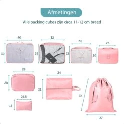 ForDig 8-Delige Packing Cubes (Roze) - Koffer Organizer Set - Bagage Organizers - Compression Cube Tassen - Travel Backpack Kleding Zakken -Voyago Winkel 1200x1200 3749