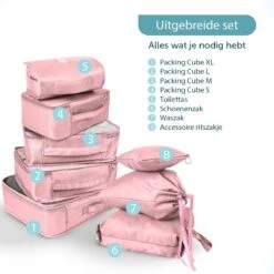 ForDig 8-Delige Packing Cubes (Roze) - Koffer Organizer Set - Bagage Organizers - Compression Cube Tassen - Travel Backpack Kleding Zakken -Voyago Winkel 1200x1200 3750