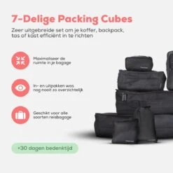 Dream Travel Packing Cubes Set 7 Stuks - Zwart - Koffer Organizer Set - Packing Cubes Backpack -Voyago Winkel 1200x1200 3802
