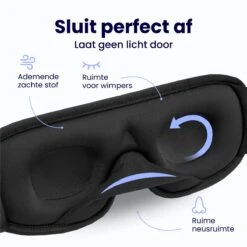 Soulsnooze® Traagschuim Slaapmasker Vrouwen & Mannen – Zwart – 100% Verduisterend Oogmasker- Blinddoek Slaap – Inclusief Reistas -Voyago Winkel 1200x1200 3824