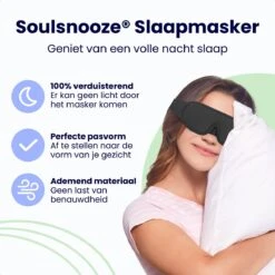 Soulsnooze® Traagschuim Slaapmasker Vrouwen & Mannen – Zwart – 100% Verduisterend Oogmasker- Blinddoek Slaap – Inclusief Reistas -Voyago Winkel 1200x1200 3825