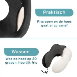 ForDig Premium Nekkussen - Inclusief Slaapmasker & Oordopjes - Memory Foam - Zwart -Voyago Winkel 1200x1200 3834