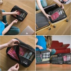 Sunflake Packing Cubes Set - 3 Stuks - Koffer Organizer - Geschikt Voor Handbagage, Backpack & Koffer - Zwart -Voyago Winkel 1200x1200 3944