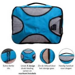 Volcan Packing Cubes - Koffer Organizer Set - Compression Cube Bagage - 4 Delige Set - Backpack - Blauw -Voyago Winkel 1200x1200 4028
