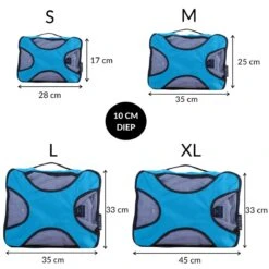 Volcan Packing Cubes - Koffer Organizer Set - Compression Cube Bagage - 4 Delige Set - Backpack - Blauw -Voyago Winkel 1200x1200 4031