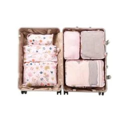 Qpacks - Flower Power Packing Cubes Set 6-delig - Waterdicht - Patroon - Roze Bloemen Print - Toilettas - Koffer Organiser - Backpack -Voyago Winkel 1200x1200 4044