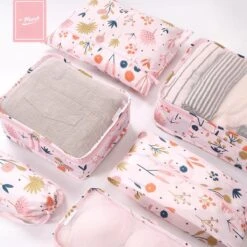 Qpacks - Flower Power Packing Cubes Set 6-delig - Waterdicht - Patroon - Roze Bloemen Print - Toilettas - Koffer Organiser - Backpack -Voyago Winkel 1200x1200 4049