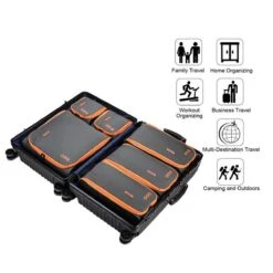 Bagsmart Packing Cubes Set - 6 Delige Koffer Organizer Voor 24" Koffer - Grijs Oranje -Voyago Winkel 1200x1200 4053