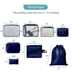 ForDig 8-Delige Packing Cubes (Blauw) - Koffer Organizer Set - Bagage Organizers - Compression Cube Tassen - Travel Backpack Kleding Zakken -Voyago Winkel 1200x1200 4081