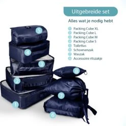 ForDig 8-Delige Packing Cubes (Blauw) - Koffer Organizer Set - Bagage Organizers - Compression Cube Tassen - Travel Backpack Kleding Zakken -Voyago Winkel 1200x1200 4083