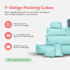 Dream Travel Packing Cubes Set 7 Stuks - Mint Groen - Koffer Organizer Set - Packing Cubes Backpack -Voyago Winkel 1200x1200 4088