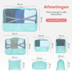 Dream Travel Packing Cubes Set 7 Stuks - Mint Groen - Koffer Organizer Set - Packing Cubes Backpack -Voyago Winkel 1200x1200 4092