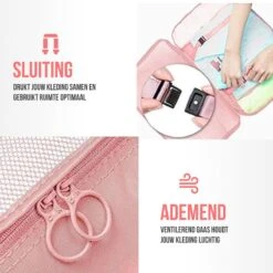 Packing Cubes - 8 Delig - Bagage Organizers - Kleding Organizer - Koffer Organizer Set - Koffer Organizer Set - Compression Cube - Roze -Voyago Winkel 1200x1200 4100