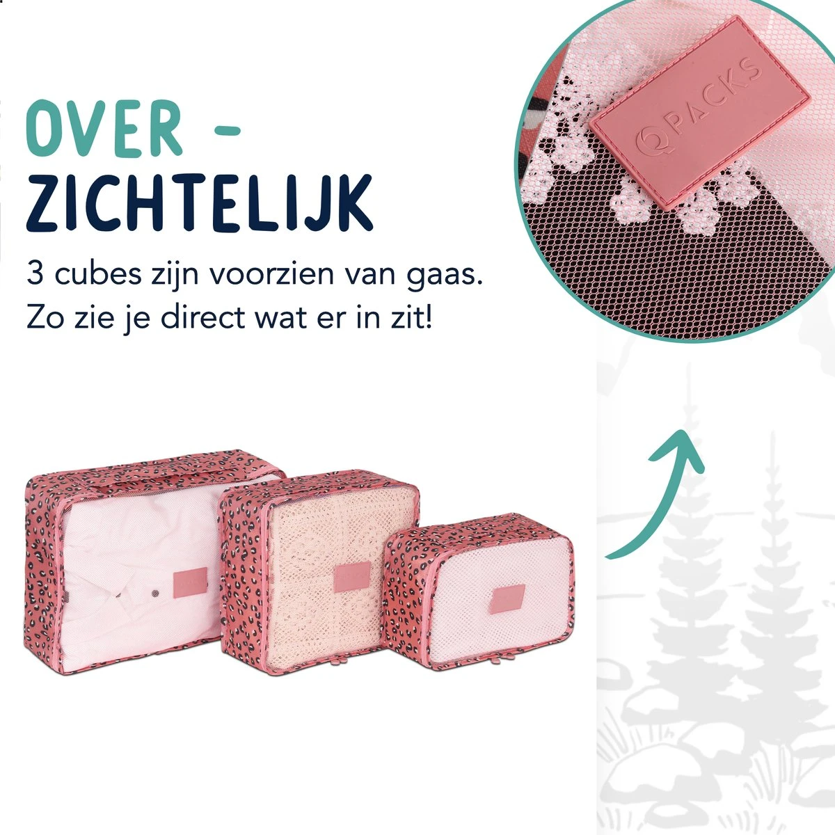 Packing Cubes Set 6-delig - Travel Bag - Kleding Organiser Set - Opbergzakken - Inpak Kubussen - Backpack Cubes - Reizen - Pattern - Pink Tijgerprint - Roze 6 Packing Cubes Set 6-delig - Travel Bag - Kleding Organiser Set - Opbergzakken - Inpak Kubussen - Backpack Cubes - Reizen - Pattern - Pink Tijgerprint - Roze - Afbeelding 4