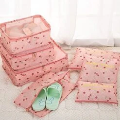 Merkloos Koffertassen | Kersen | 6 Stuks | Roze | Reistassen | Travel Organizer | Packing Cubes | Organizer Voor Koffer | Kamperen & Reizen | Toilet Bag | Make-up Tasje | Organizer Voor Handbagage & Reizen | -Voyago Winkel 1200x1200 4122