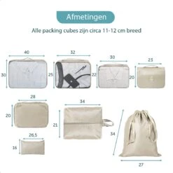 ForDig 8-Delige Packing Cubes (Beige) - Koffer Organizer Set - Bagage Organizers - Compression Cube Tassen - Travel Backpack Kleding Zakken -Voyago Winkel 1200x1200 4132