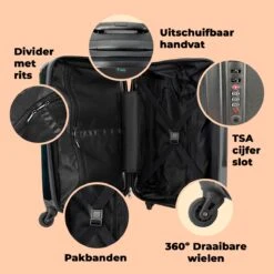 NoBoringSuitcases.com® Koffer Groot - Krokodil - Kroon - Goud - Ballet - Portret - Trolley Koffer Met TSA-slot - Met Wielen - 90 Liter - Reiskoffer - 66 Cm -Voyago Winkel 1200x1200 414