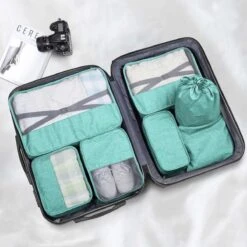 Merkloos Luxe Packing Cubes Set - Uitgebreide 7 Delige Set - Kleding Organizer Voor Koffer En Backpack - Bagage Organizers Voor Kleding - Ondergoed - Schoenen - Elektronica - Waszak - Blauw -Voyago Winkel 1200x1200 4140