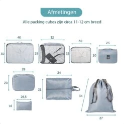 ForDig 8-Delige Packing Cubes (Grijs) - Koffer Organizer Set - Bagage Organizers - Compression Cube Tassen - Travel Backpack Kleding Zakken -Voyago Winkel 1200x1200 4168