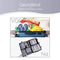 Naro Packing Cubes - 8 Delig - Koffer Organizer - Backpack Organizer - Baggage Organizers - Cubes Compression - Compression Cube - Reistassen - Zwart -Voyago Winkel 1200x1200 4183