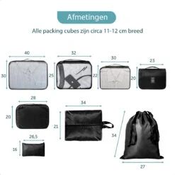 ForDig 8-Delige Packing Cubes (Zwart) - Koffer Organizer Set - Bagage Organizers - Compression Cube Tassen - Travel Backpack Kleding Zakken -Voyago Winkel 1200x1200 4195
