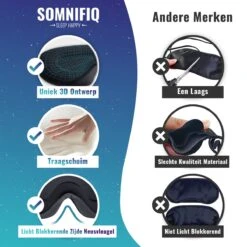Somnifiq Slaapmasker - Luxe 3D Oogmasker - Zijde Slaapmasker - Traagschuim - 100% Verduisterend -Voyago Winkel 1200x1200 4238