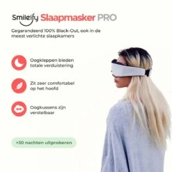 Smileify® Slaapmasker PRO - Vrouwen & Mannen – 100% Verduisterend – Verstelbaar 3D Oogmasker Voor Slaap – Traagschuim -Voyago Winkel 1200x1200 4239