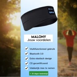 Malony Slaapmasker Bluetooth - Slaaptrainer - Hoofdband - Oogmasker - Oplaadbaar - Uitwasbaar - Zwart -Voyago Winkel 1200x1200 4271