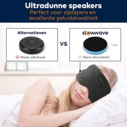 Slowwave Bluetooth Slaapmasker - 'White Noise' Edition (limited) - 20 'ingebouwde' White Noise Geluiden (gebruik Ook Zonder Bluetooth/smartphone - 100% Verduisterend - Ultraplatte 'spons Speakers' (perfect Voor Zijslapers) -Voyago Winkel 1200x1200 4297