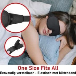 VITAMO™ Ergonomisch 3D Slaapmasker - 100% Verduisterend Oogmasker - Verstelbaar - Unisex - Traagschuim - Blinddoek - Cadeau Tip - Zwart -Voyago Winkel 1200x1200 4321