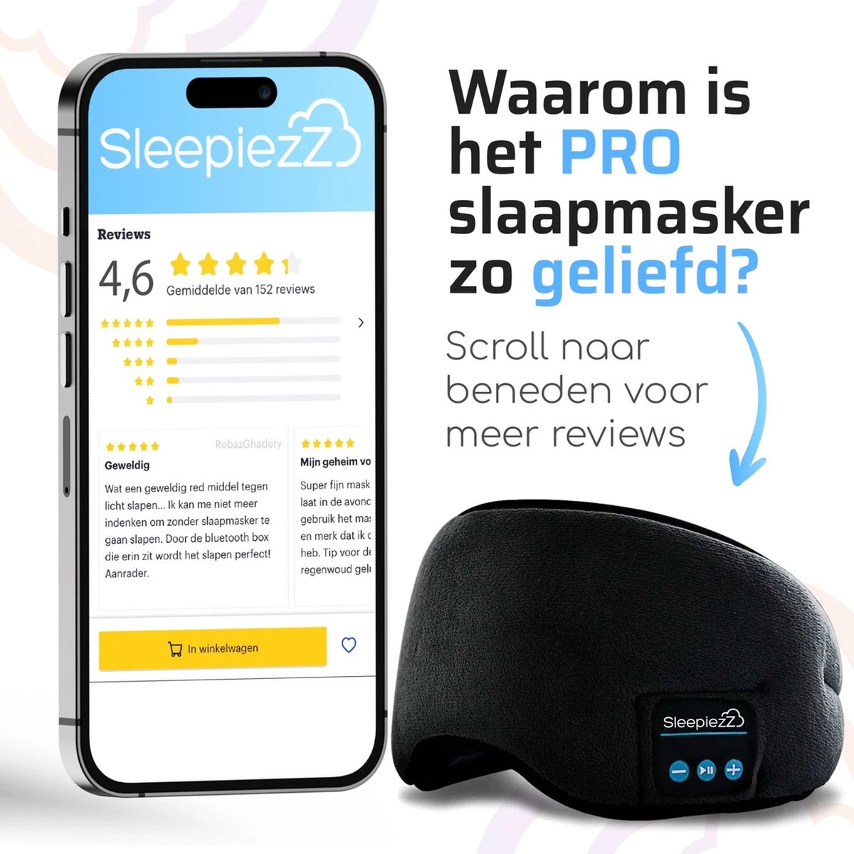 SleepiezZ® Slaapmasker PRO - Bluetooth Speakers - Oogmasker Slaap - 100% Verduisterend - Zwart 9 SleepiezZ® Slaapmasker PRO - Bluetooth Speakers - Oogmasker Slaap - 100% Verduisterend - Zwart - Afbeelding 7