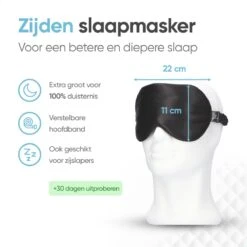 Trendfield Luxe Slaapmasker Met Zijden Hoofdband - Verstelbaar Oogmasker 100% Zijde - Incl. Opbergzakje - Blinddoek Voor Mannen & Vrouwen - Zwart -Voyago Winkel 1200x1200 4328