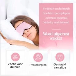 SIMIA™ Premium Zijden Slaapmasker + Opbergzakje - 100% Verduisterend Oogmasker - Verstelbaar - Blinddoek - Zijdezacht - Anti-Rimpel - Cadeau Tip - Roze -Voyago Winkel 1200x1200 4338