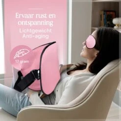 SIMIA™ Premium Zijden Slaapmasker + Opbergzakje - 100% Verduisterend Oogmasker - Verstelbaar - Blinddoek - Zijdezacht - Anti-Rimpel - Cadeau Tip - Roze -Voyago Winkel 1200x1200 4339