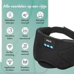 Monx Slaapmasker Met Bluetooth - Sleeping Headphone - Zwart -Voyago Winkel 1200x1200 4360