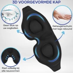 MW® - Slaapmasker - Oogmasker Slaap - Heren En Vrouwen - Zijde Stof - 100% Verduisterend - Verstelbaar - Incl. Slaap Oordopjes -Voyago Winkel 1200x1200 4377