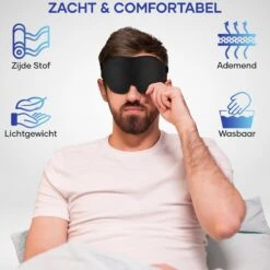 MW® - Slaapmasker - Oogmasker Slaap - Heren En Vrouwen - Zijde Stof - 100% Verduisterend - Verstelbaar - Incl. Slaap Oordopjes -Voyago Winkel 1200x1200 4378