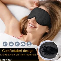 Beautious® Luxe Traagschuim Slaapmasker - Oogmasker - 3D Contouren - 100% Verduisterend - Verstelbaar - Zwart -Voyago Winkel 1200x1200 4383